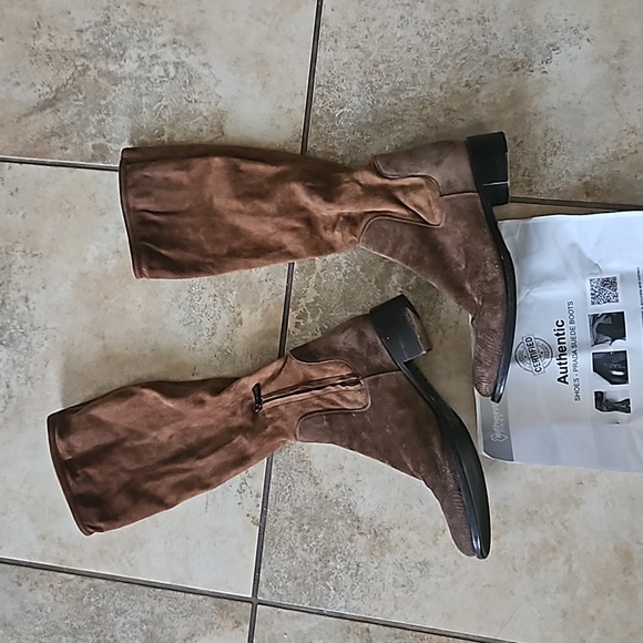Prada Tall Suede Slouchy brown Boots 37 - Picture 1 of 10